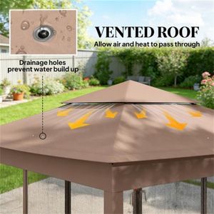 Pergola e Gazebo Marrone per Esterni con Tettoia Parasole per Terrazza - Product Image 4