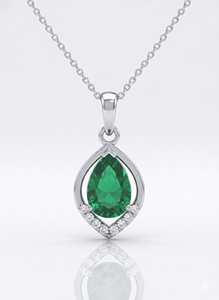 Collier pendentif taille émeraude avec diamants taille ronde, pour un usage quotidien, diamants naturels et de laboratoire - Product Image 2