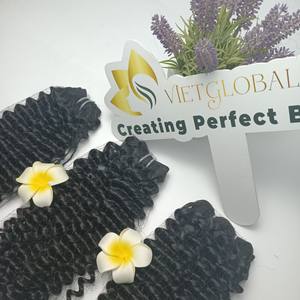 100% extensions de cheveux de trame bouclées profondes brutes cheveux de couleur noire naturelle vietnamienne, cheveux humains vietnamiens - Product Image 3