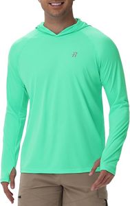 Camiseta Casual de Manga Larga con Capucha para Hombre, Color Verde, de Secado Rápido, Corte Regular, Color Sólido, Tejido de Poliéster, para Verano - Product Image 6