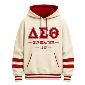 Sudadera con Capucha Oversize Casual de Forro Polar de Poliéster/Algodón DST con Estampado Frontal y Trasero de Letras Griegas para Invierno - Product Image 5