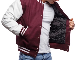 Men's <b>Winter</b> Windproof Wool Varsity Jacket Front Buttons <b>Decoration</b> Custom Logo Embroidery Plus Size - Product Image 3