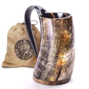 Jarra de Cuerno Vikinga Ecológica Hecha a Mano, Jarra Medieval para Beber Cerveza, Ideal para Fiestas, Restaurantes, Días Festivos y Enamorados - Product Image 4
