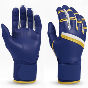 Wholesale Trendy Baseball Batting Gloves Premium Quality Long Cuff Leather Custom Logo Ambidextrous <b>Hook</b> Loop Closure Gloves - Product Image 1