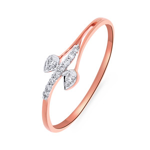 Rosy Buds Diamond Ring Premium Gold Diamond <b>Studded</b> Leaf Design Engagement Ring For Women Round Cut 0.08 Ct Wholesale Jewelry - Product Image 1