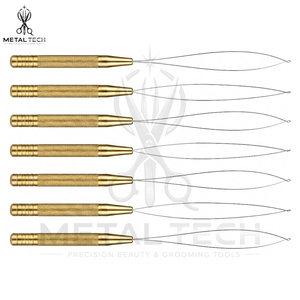Gold Hair Extension Loop <b>Needle</b> Wire Pulling Hook <b>Threader</b> Set for Micro Ring Links Silicone Beads Application Pack - Product Image 2