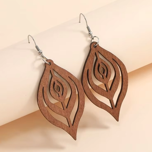 Pendientes de madera hechos a mano para mujer y niña, elegantes, naturales, de alta calidad, convenientes para uso diario, joyería para las orejas - Product Image 1