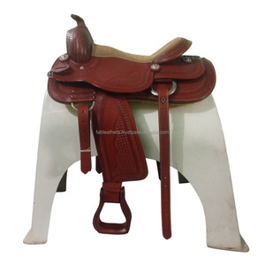Sillín de Reiner de caballo occidental de cuero genuino de alta calidad exclusivo con sillín de doma transpirable cómodo curvado a mano - Product Image 3