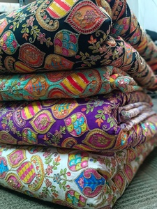 Tissu en coton peigné léger brodé de sequins imprimés, motif floral ethnique, pour la confection de vêtements et de robes pour femmes - Product Image 3