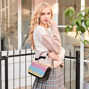 Ice <b>Cream</b> Drip Waffle Pattern Women Messenger <b>Bag</b> Chain Strap Crossbody Purse Cosmetic Organizer - Product Image 6