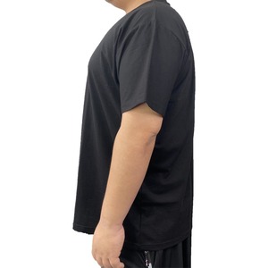 T-shirt décontracté noir uni à manches courtes pour homme grande taille, coupe ample, col rond, idéal pour l'été, pour adultes corpulents - Product Image 5
