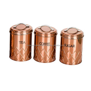 High Demand Copper Storage Box With Elegant Rhombus Pattern & Steel Lid Handle Perfect for <b>Tea</b> <b>Coffee</b> and More - Product Image 2
