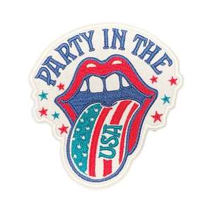 Parches bordados patrióticos de sarga con estrellas a cuadros de EE. UU. para gorra trucker, termoadhesivos, con diseño de corazón sonriente de América, material principal sostenible - Product Image 3