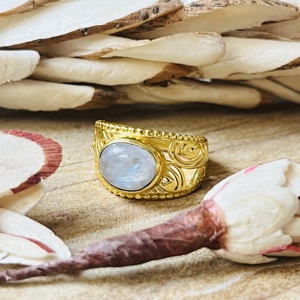 New Arrival Moonstone <b>Rings</b> Boho Brass <b>Ring</b> For Women 18k <b>Gold</b> Plated Filigree Statement <b>Cocktail</b> <b>Ring</b> For Wholesale/OEM/ODM - Product Image 3