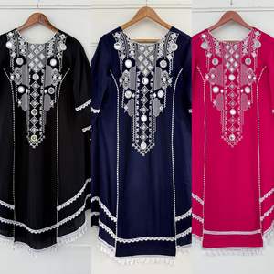 Conjunto de Kurti de Diseño en Tela de Rayón y Algodón, Estilo Indio-Pakistaní, Estilo Bollywood, Informal, para Bodas y Fiestas - Product Image 4