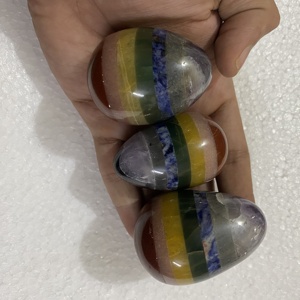 Œuf de cristal poli 7 Chakras en pierre gemme, pierre de massage Yoni pour la méditation, la décoration et les cadeaux, vente en gros - Product Image 2