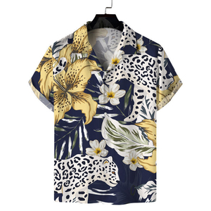 Chemise Hawaïenne Homme Tendance Estivale Col V Uni Coupe Droite Manches Courtes Décontractée Respirante Infroissable Séchage Rapide - Product Image 4