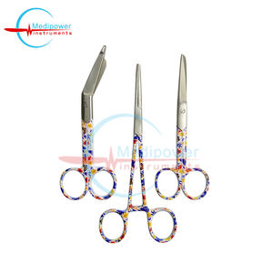 Ensemble de 3 ciseaux chirurgicaux en acier inoxydable avec manche coloré à motifs floraux, instruments chirurgicaux OEM - Product Image 5