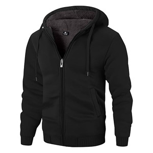 Men’s Heavyweight Zip Up <b>Hoodie</b> <b>Sherpa</b> <b>Lined</b> Fleece Sweatshirt, Warm Winter Hooded Jacket, Casual Streetwear Hoodies with Pocket - Product Image 1