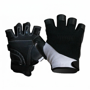 Gants de fitness demi-doigts en maille pour musculation, unisexe, noir et gris, avec coutures, fermeture à enfiler - Product Image 6