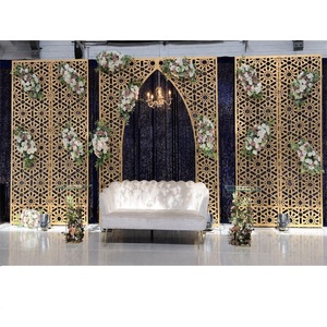 แผงเลเซอร์ตกแต่งงานเลี้ยงต้อนรับสุดงดงาม ฉากหลังสไตล์โมกุฎราชวงศ์สุดพิเศษ กรอบฉากตัดด้วยเลเซอร์จากโลหะ น้ำหนักเบา สินค้ามาใหม่ - Product Image 1