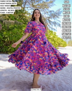 Vestido de Fiesta Largo hasta el Suelo, Moderno, de Rayón Natural con Bordado, Cómodo, Estilo Sunset Bloom, para Vacaciones - Product Image 1