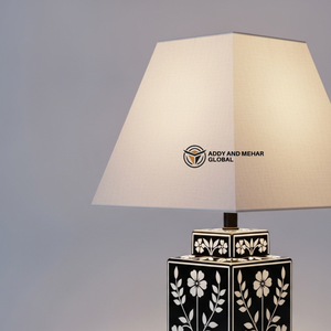 Lanterne de table artisanale en os incrusté, motif floral, mosaïque de luxe, lampe de chevet écologique, art indien traditionnel - Product Image 3
