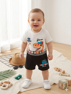 Combinaison en coton Premium Boys Dino Adventure, la combinaison parfaite entre confort et style ludique pour votre tout-petit - Product Image 2