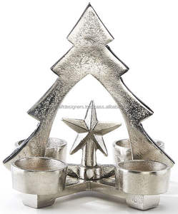 Arbre de Noël décoratif moderne en aluminium Base en bois Offre spéciale Présentoir de bureau à domicile Accent de Noël Déco de Noël mobile - Product Image 4