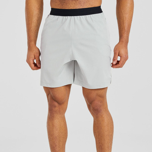Pantalones Cortos Casuales para Hombre, Color Gris Claro Sólido, de Secado Rápido, Cintura Elástica, Estilo Informal, Cintura Media, Tejido de Poliéster - Product Image 1