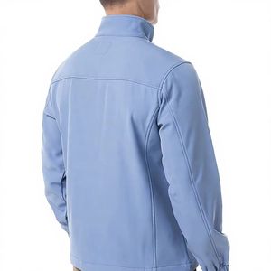 Veste softshell bleu clair pour homme, col montant, fermeture éclair, coupe-vent, vêtement d'hiver décontracté, coupe régulière, matière polyester - Product Image 6