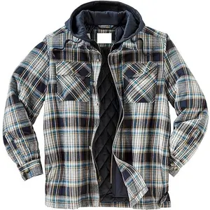 Custom Design Warmed Vintage Sherpa Lined Fleece Plaid Flannel winter Mens Jacket Casual Plus Size Men's Jackets from Bangladesh