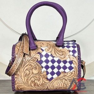 Bolsos de Mano de Alta Calidad, Portátiles, de Gran Capacidad, con Diseño Floral a Cuadros, Estilo Vaquero, Hechos a Mano, Tipo Bandolera para Mujer - Product Image 1