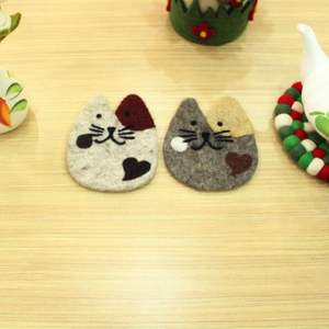 Cute Kitty Fabric <b>Coaster</b> Set harming Cat Face <b>Coasters</b> Soft Paws Felt <b>Drink</b> <b>Coasters</b> - Product Image 5