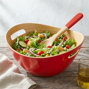 Ensemble de saladiers en bambou naturel tissé à la main, saladiers et bols de service pour une cuisine durable - Product Image 1