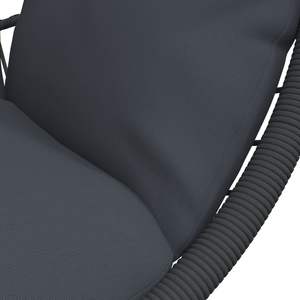 Fauteuil suspendu en forme d'œuf anthracite avec corde en acier noir et rotin, chaise confortable pour la décoration de la maison - Product Image 6
