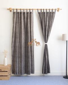 Juego de Cortinas de Algodón Estampadas a Mano de Lujo Personalizadas, Cortinas Transparentes de Voile para la Sala de Estar - Product Image 2