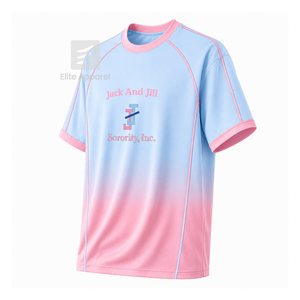 Camiseta de fútbol americano personalizada J & J of America de manga corta con logo frontal en degradado de color azul cielo y rosa, jersey de poliéster transpirable. - Product Image 2