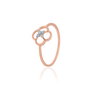 Anillo de Oro Rosa con Diamante Natural de 0.06 Quilates, Corte Brillante Redondo, Claridad VS SI, Joyería Fina Clásica y Elegante - Product Image 3