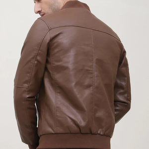 Chaqueta de cuero genuino de alta calidad hecha a medida, precio al por mayor, estilo popular de invierno, chaqueta de cuero con cremallera a la moda para hombre - Product Image 3