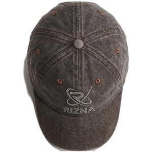 Casquette de baseball en denim sergé RIZNA, 6 panneaux, réglable, unisexe, décontractée, vintage, délavée, logo brodé 3D sur le panneau avant, bleu, coton, métal - Product Image 2