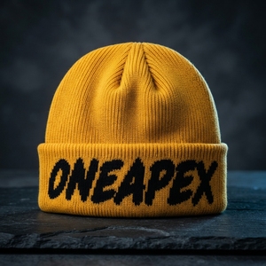 Custom <b>Yellow</b> Knit <b>Beanie</b> Hat with ONEAPEX Logo Cuffed Winter Skull Cap Unisex Streetwear Warm Private Label Hat - Product Image 6