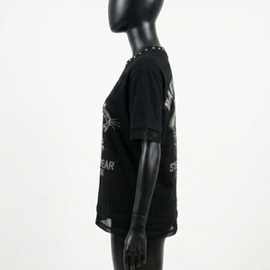 Camiseta de doble capa de algodón premium con mezcla de poliéster, panel de malla negra en las mangas, logotipo personalizado estampado con calor, camisetas de algodón de doble capa - Product Image 6