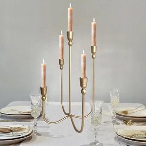 Decorative Brass Candelabra 5 Arm Candle Holder Gold Finish Wedding Centerpiece Durable Metal Candle Stand Home Decoration - Product Image 4