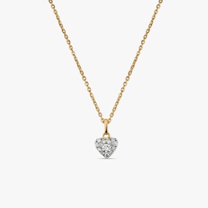 Collar con Colgante de Corazón de Diamante, Corte Redondo Pavé, Diamante Cultivado en Laboratorio, Oro Sólido de 14K/18K, Solitario, Uso Diario, Cadena Clásica de 18 Pulgadas para Combinar en Capas - Product Image 1