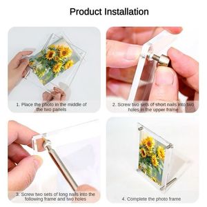 Soporte de marco de fotos de acrílico transparente moderno de 6x8 pulgadas soporte de exhibición de imagen independiente vertical para uso en el hogar, la Oficina y el regalo - Product Image 6