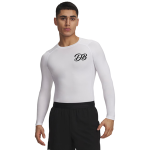 Custom Mens <b>White</b> <b>Long</b> <b>Sleeve</b> Compression Shirt Crew Neck Fitted Athletic Base Layer Gym Training <b>Top</b> Running Sportswear Workout - Product Image 3