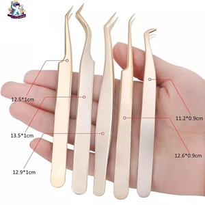 Ensemble de pinces à cils en acier inoxydable Ryzer Studio, 1 pièce, pointe incurvée et pointue, outils de beauté pour extensions de cils, maquillage et outils - Product Image 4