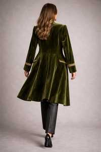 เสื้อเบลเซอร์กำมะหยี่สีเขียวมะกอกสุดหรูสำหรับผู้หญิงทรงยาว - Product Image 3