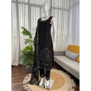 Designer XL Suit Set with Thread Sequence Real <b>Mirror</b> Work - Product Image 3